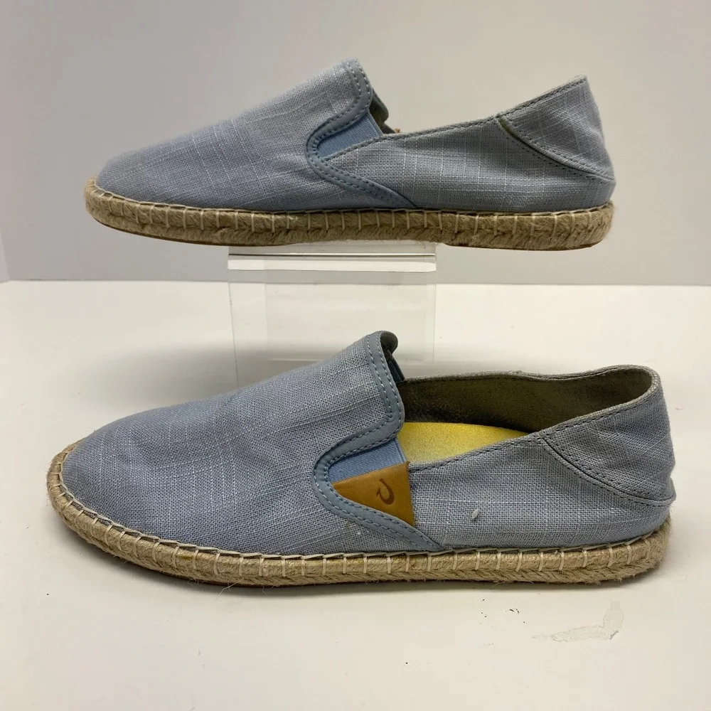 OluKai Kaula Paa Kapa Women's Espadrille Slip On Shoes‎ Light Blue Size W 8